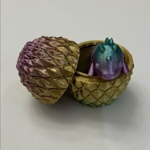 Iridescent Pineapple Trinket Box with Small Gradient Dragon